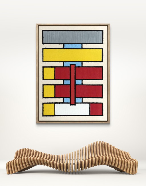 Shozo Hirai - Magnificent constructivist painting from 1980