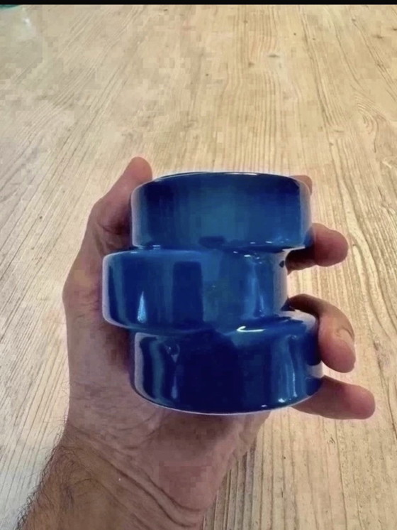 Piccolo vaso vintage in ceramica blu Space Age – Vasi (photo 2 of 5)