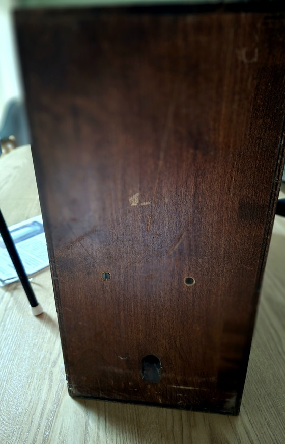 Image 1 of Antique hand-operated ship's fog horn in wooden resonance box – working – ca. 1900