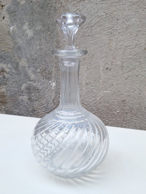 Image 1 of Decanter in cristallo modellato Baccarat, bambù intrecciato