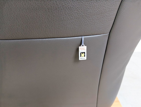 Image 1 of Divano Koinor Free Motion Edit Design Divano in pelle marrone con travi in ​​rovere