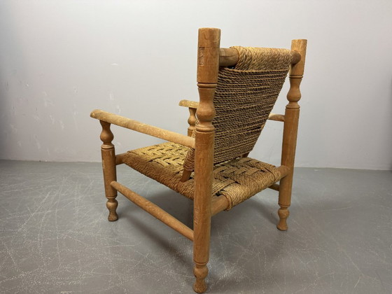 Image 1 of Poltrona in legno di faggio con intreccio in corda di sisal in stile Charlotte Perriand, anni '60.