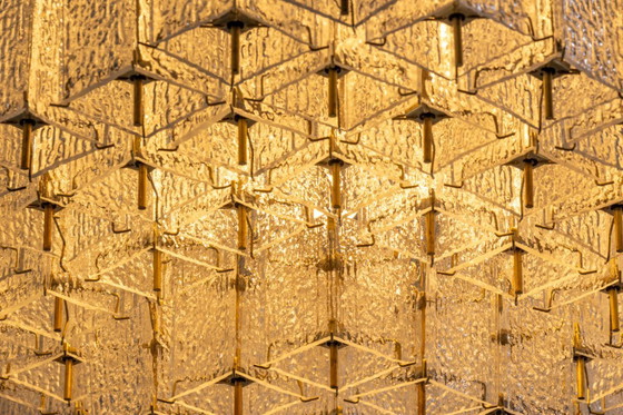 Image 1 of Lampada da soffitto Bohemian in vetro testurizzato e ottone, anni '60