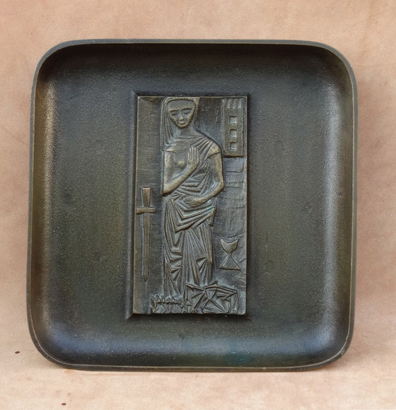 Image 1 of Schwere Bronzeschale, Barbara von Nikomedien, Heilige Barbara