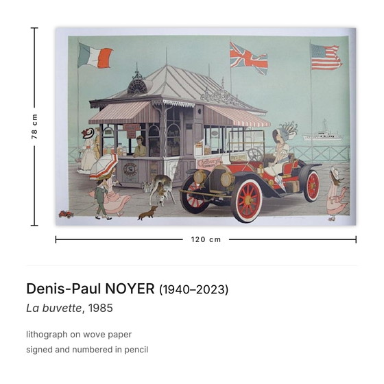 Denis-Paul Noyer Lithographie Signée La Buvette 1985 – Lithographies et sérigraphies, Paper (photo 3 of 5)