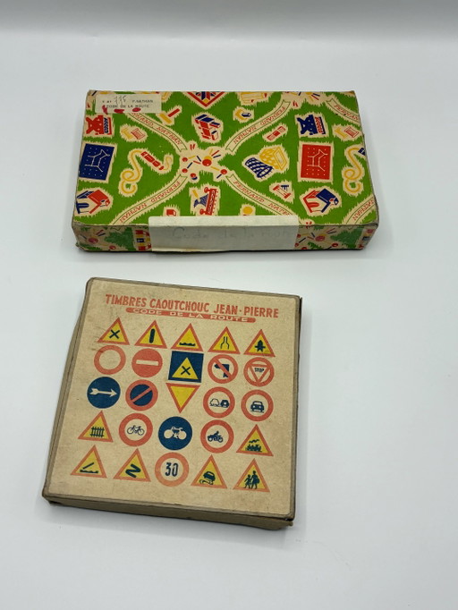 Set van 2 vintage educatieve spellen – Verkeersregels – Fernand Nathan & Jean-Pierre – jaren 1950-1960 – decoratieve objecten