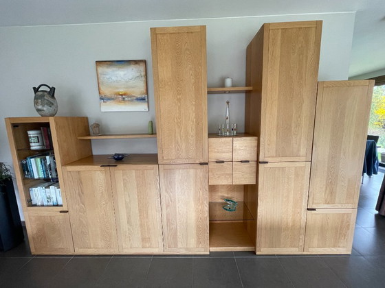 Image 1 of Ensemble de salle à manger sur mesure en chêne massif – table « La Basilica » + bibliothèque + meuble mural