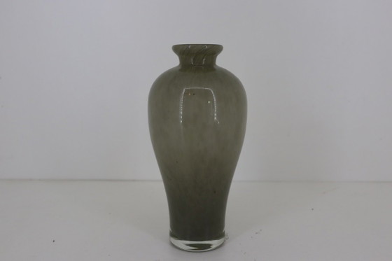Image 1 of Mouth-blown Glass Decorative Vase – Grey/Green Marbled Glass – 20 cm