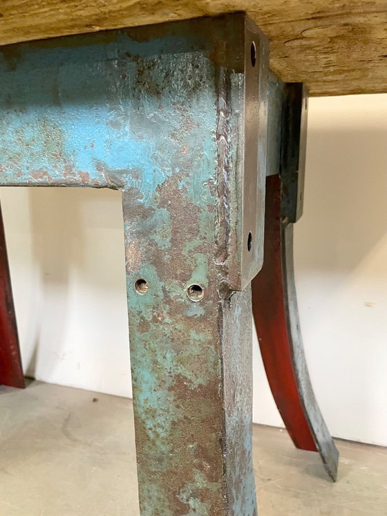 Image 1 of Tavolo da officina industriale blu, anni '60
