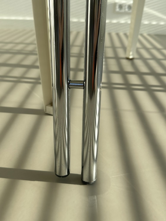 Image 1 of Vintage Chrome Dining Table Bauhaus Style Smoked Glass