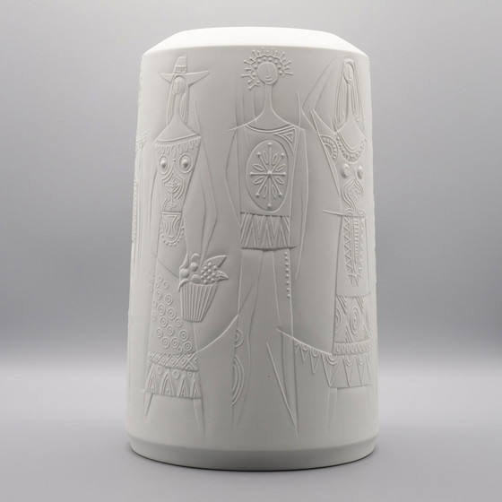 Image 1 of Rare CUNO FISCHER Hutschenreuther Bisque Porcelain Floor Vase 1969 H33cm D21cm