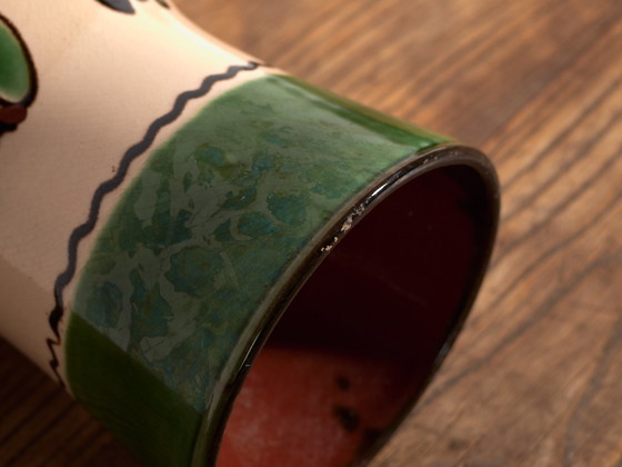 Pair of Vintage Glazed Ceramic Vases, Central Europe, circa 1950 #2, Red (photo 8 of 11)