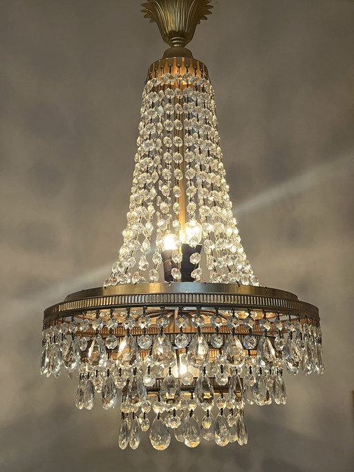 French Crystal Vintage Pocket Chandelier Chandelier Crystal