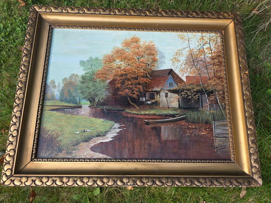 Stunning Vintage Autumn Landscape Oil Painting – Paintings & Drawings, Canvas (photo 6 of 13)
