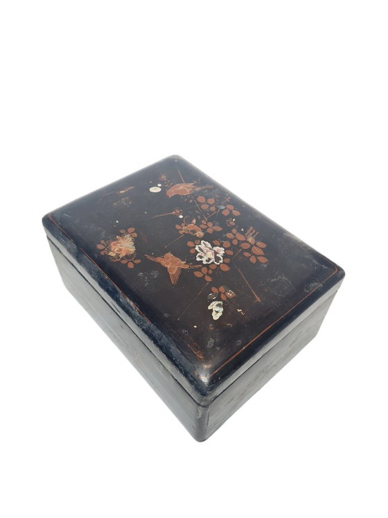 Boîte japonaise en laque vintage, années 1920, Objets déco, Bois, Noir (photo 4 sur 14)