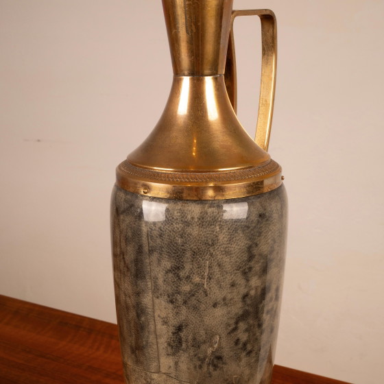 Termo Macabo de pergamino gris y latón Cusano Milanino, Italia 1960 – Carritos de bar, Brass (photo 11 of 18)
