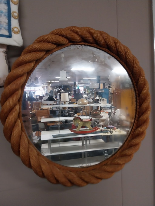 1 x Adoux Minet round rope mirror. 47cm diameter, 1950s