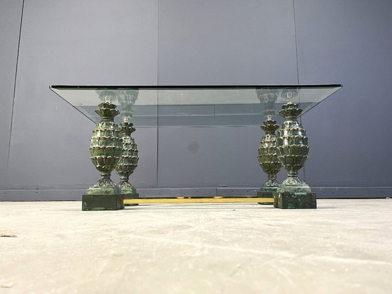 Image 1 of Mesa de centro de piña de latón, década de 1970