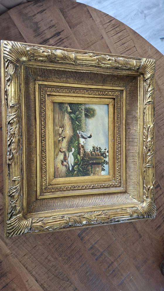 Image 1 of Topstuk: Authentieke Jan Hendrik Verburgh – "Familie Eenden" – Monumentale 19e-eeuwse Biggs & Sons Lijst