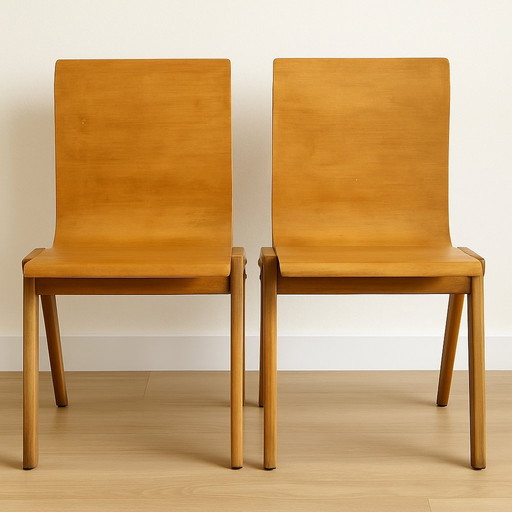 Set van 2 vintage stoelen – De Toekomst Dieverbrug (jaren ’50) – gebogen multiplex 