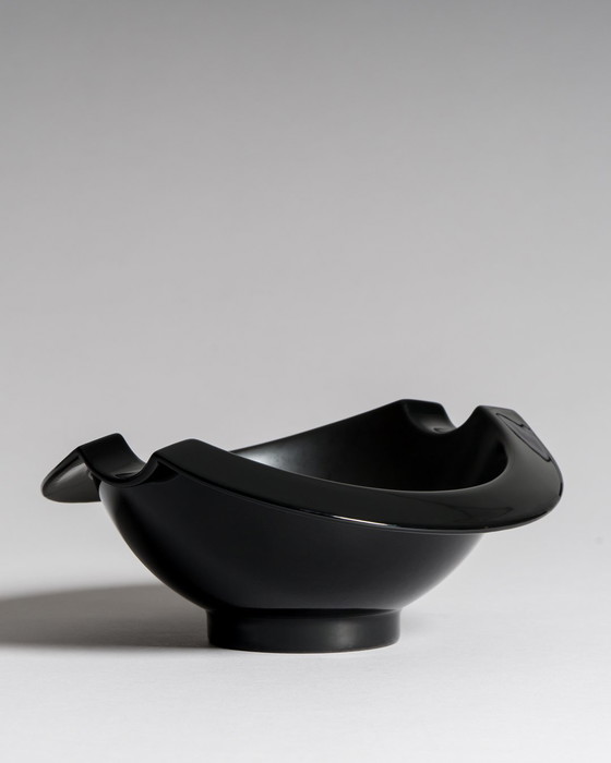 Image 1 of Duo vase et coupe « Nautica » en porcelaine noire, série Porcelaine Noire, années 1980, par Jan van der Vaart pour Rosenthal Stu