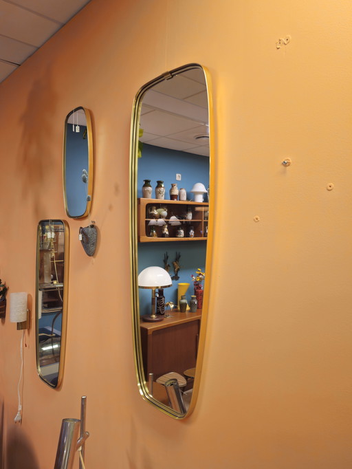 Vintage Long High Brass Mirror Wall Mirror Mirror