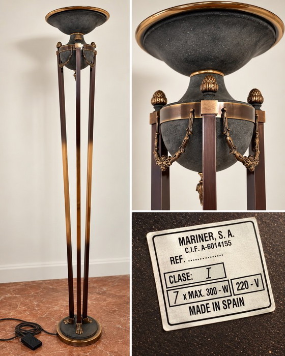 Large MARINER Spain Floor light – Bronze, Brass and Patina – Vintage (photo 4 of 6)