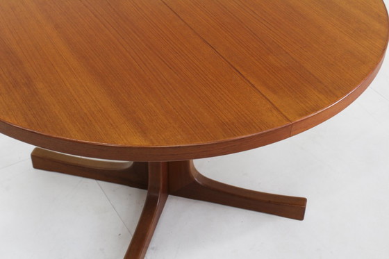 Image 1 of Vintage Danish round extendable teak dining table 1960s