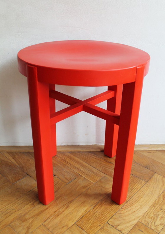 Image 1 of 1930's Modernist Red Stool