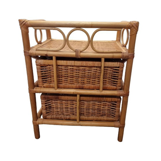 Image 1 of Comodino vintage in rattan