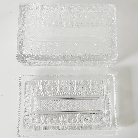 Image 1 of Portagioie XL Art Déco francese vintage in cristallo tagliato, anni '30