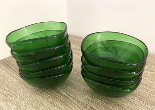9 Vereco glass bowls, Mid-Century Modern design