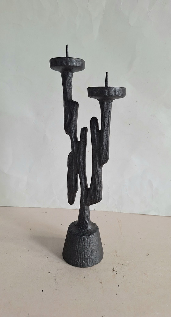 Image 1 of Candeliere in ghisa a due bracci Horst Dalbeck, Brutalist 1960-1969