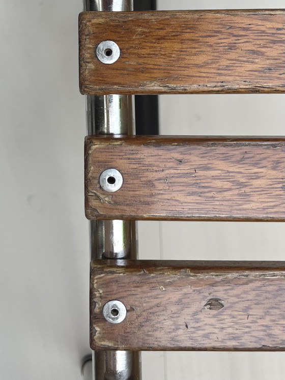 Image 1 of Franse bistrostoelen stapelbaar (set van 4) van chroom en hout