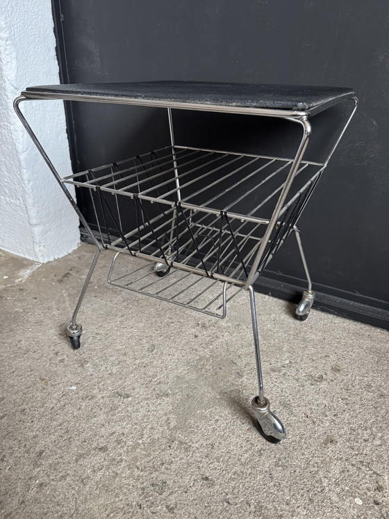 Image 1 of 1950s rolling newspaper rack