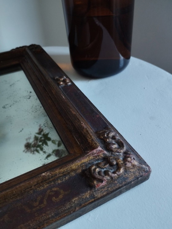 Image 1 of Small rectangular mirror with mercury glass "Leluc"