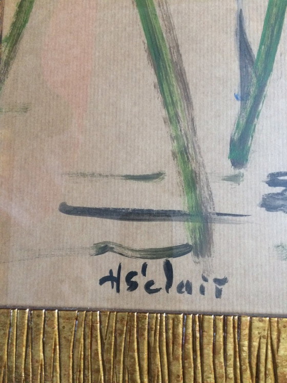 Image 1 of Tableau D'Henry Saint-Clair (1899-1990) "Couple élégant au petit chien"