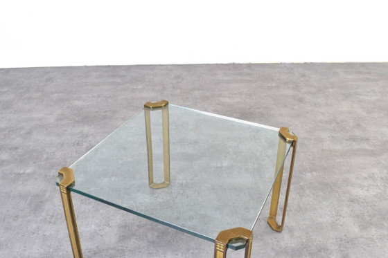 Image 1 of Hollywood Regency Brass and Glass Coffee Tables by Peter Ghyczy, 1970s, Set of 2