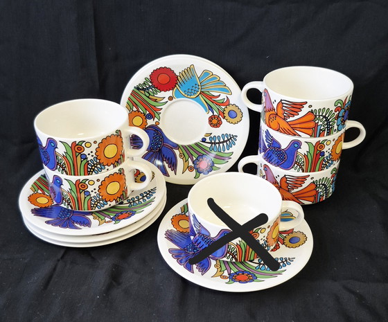 Image 1 of Acapulco Villeroy & Boch 5 x Koffiekopje + 5 x Schoteltje Blauw Logo