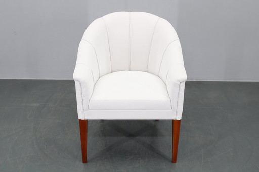 Fauteuil vintage en cuir restauré, Tchécoslovaquie