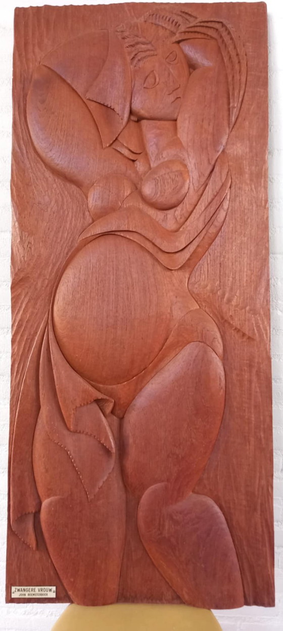 Image 1 of Sculpture unique en bois de teck réalisée par l'artiste John Beemsterboer