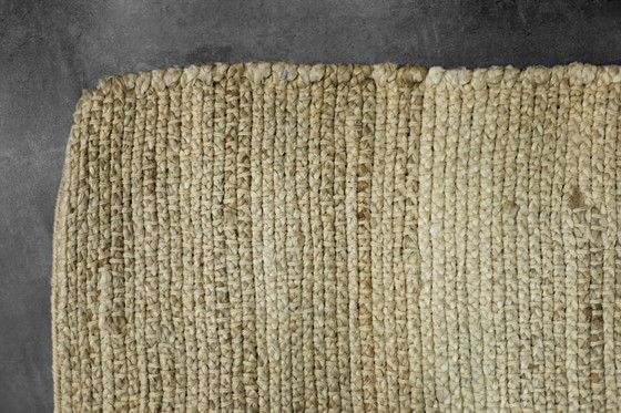 Image 1 of Vintage Indiaas natuurlijk bruin platgeweven jute tapijt, jaren 70
