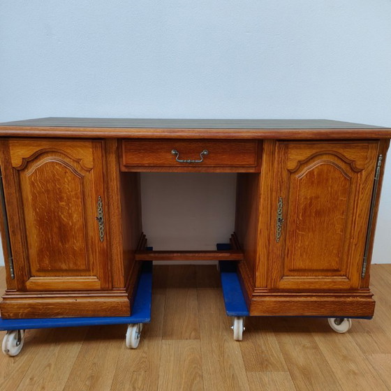 Image 1 of Escritorio de banquero antiguo de roble, escritorio de madera, oficina