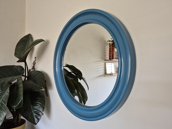 Image 1 of Carrara & Matta Mirror: Vintage XL Round Mirror Blue