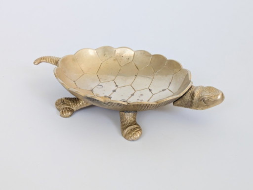 Vide Poche vintage en laiton en forme de tortue, style Hollywood Regency, bibelot du milieu du siècle