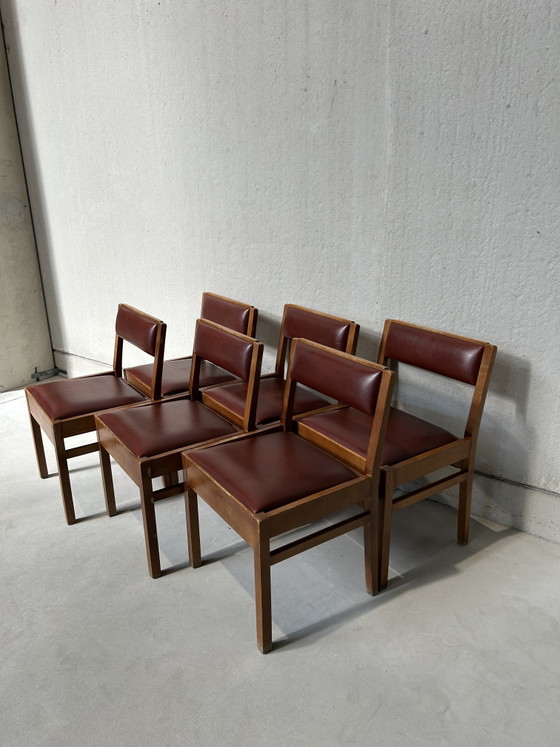 Vintage moderne du milieu du siècle – Mid Century Modern, Chaises de salle à manger, Wood, Skai (photo 6 of 7)