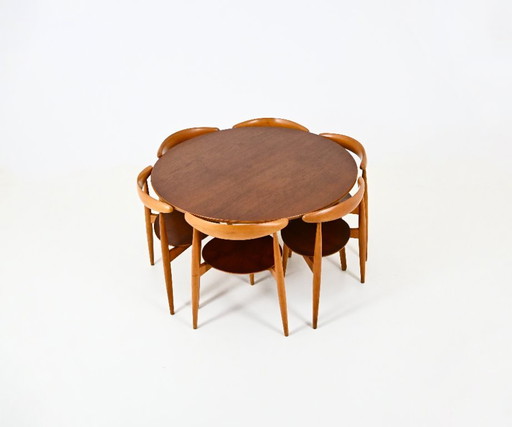 Salles à manger complètes Heart par Hans J. Wegner pour Fritz Hansen, années 1950
