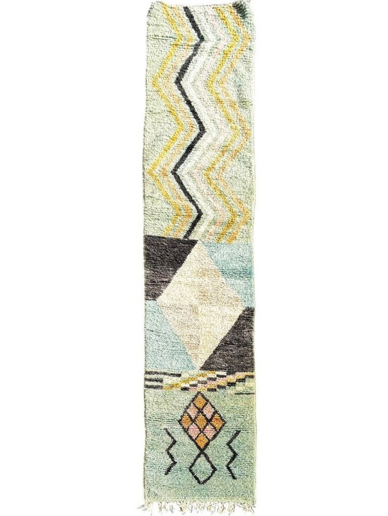 Image 1 of Modern Moroccan Runner Rug 75x370 cm -Moroccan Pastel Wool Hallway Carpet