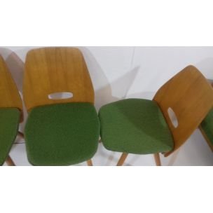 Image 1 of Vintage wood and green fabric living room set by Tatra Pravenec, Czechoslovakia 1960