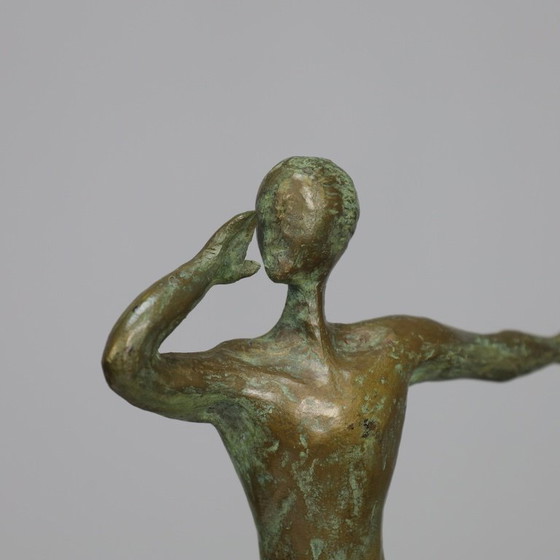 Bronze Sculpture "The Silent Herald" by E. van Daalen, 20th Century – Marble (photo 4 of 9)
